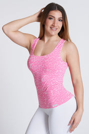 Canotta sportiva donna con tecnologia FIR animalier Wild Essence BambùFIR Rosa - FGM04 - Maglie e Top - fgm04