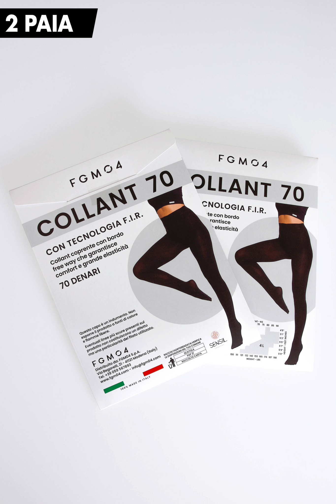 Collant con tecnologia FIR drenante snellente anticellulite 
2 Paia Di Collant 70 Den con tecnologia F.I.R. - Fast Bundle - fgm04