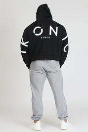 tuta sportiva in cotone oversize full zip con logo sulla schiena Felpa Over Cappuccio FLAG Uomo Nero - FGM04 - Linea Ikonic Uomo - fgm04