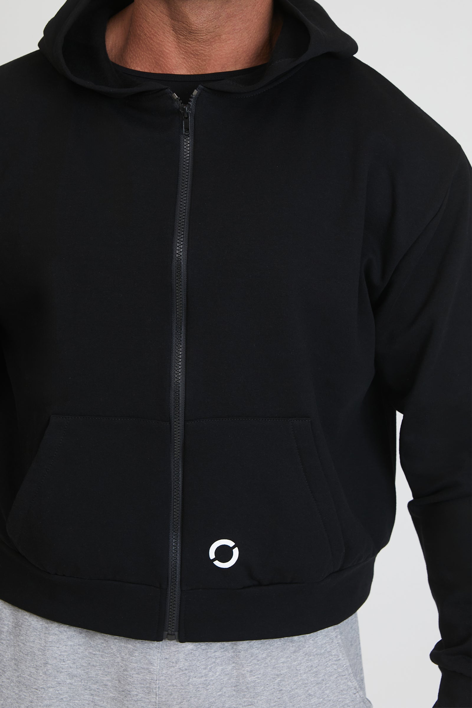 tuta sportiva in cotone oversize full zip con logo sulla schiena Felpa Over Cappuccio FLAG Uomo Nero - FGM04 - Linea Ikonic Uomo - fgm04