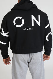 tuta sportiva in cotone oversize full zip con logo sulla schiena Felpa Over Cappuccio FLAG Uomo Nero - FGM04 - Linea Ikonic Uomo - fgm04