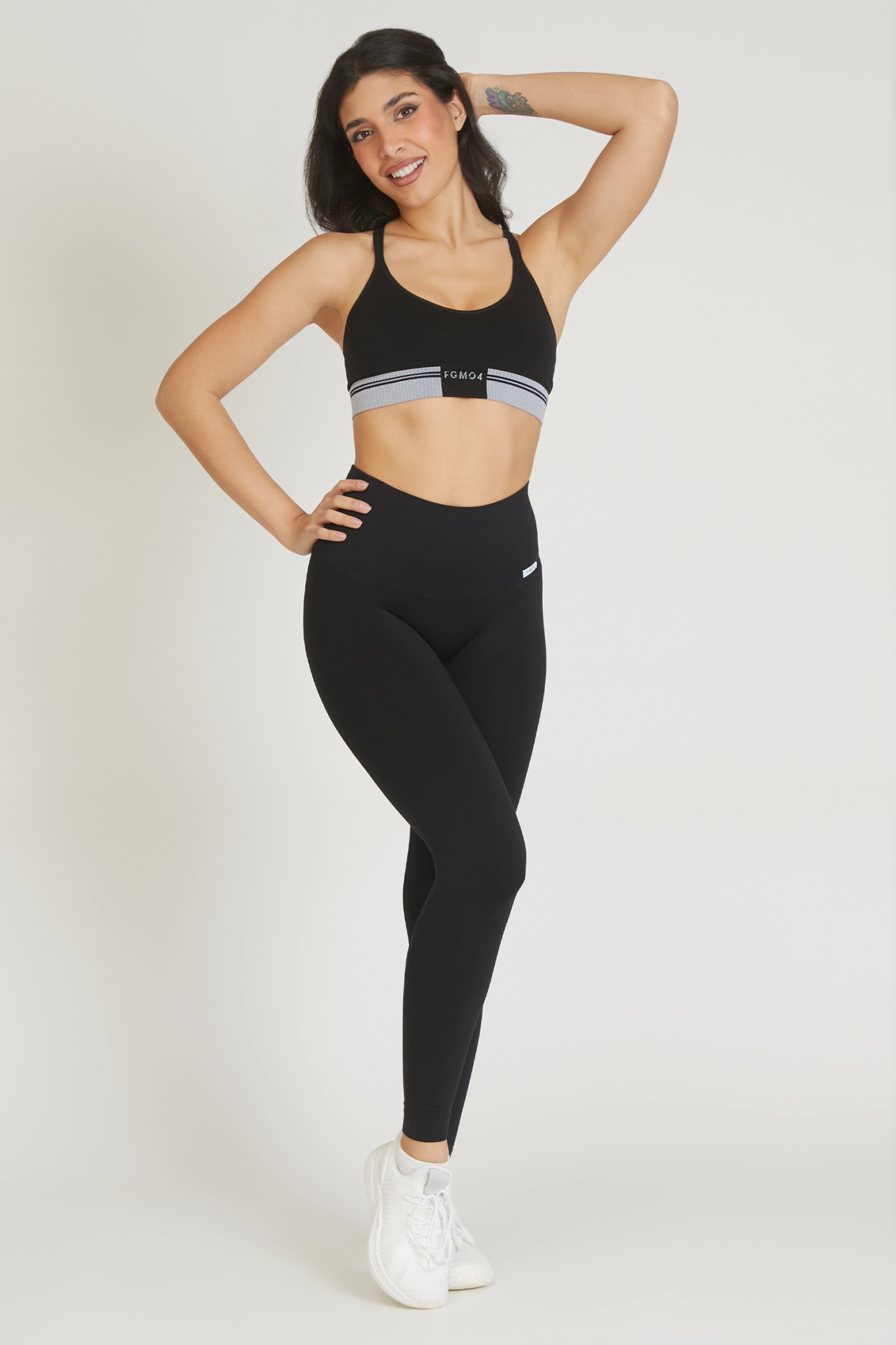 Leggings sportivi con tecnologia FIR push up con arricciatura All - Up Nero Liquirizia - FGM04 - LEGGINGS ANTICELLULITE - fgm04