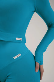 Felpa sportiva cropped seamless con maniche lunghe e zip a tutta lunghezza Bolero Full Zip Azzurro Hawaiian - FGM04 - OFFERTE SPECIALI - fgm04