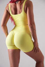 Shorts sportivi con tecnologia FIR push up con arricciatura a bolle Candy Bubble Cryofir Lemon - FGM04 - LEGGINGS ANTICELLULITE - fgm04