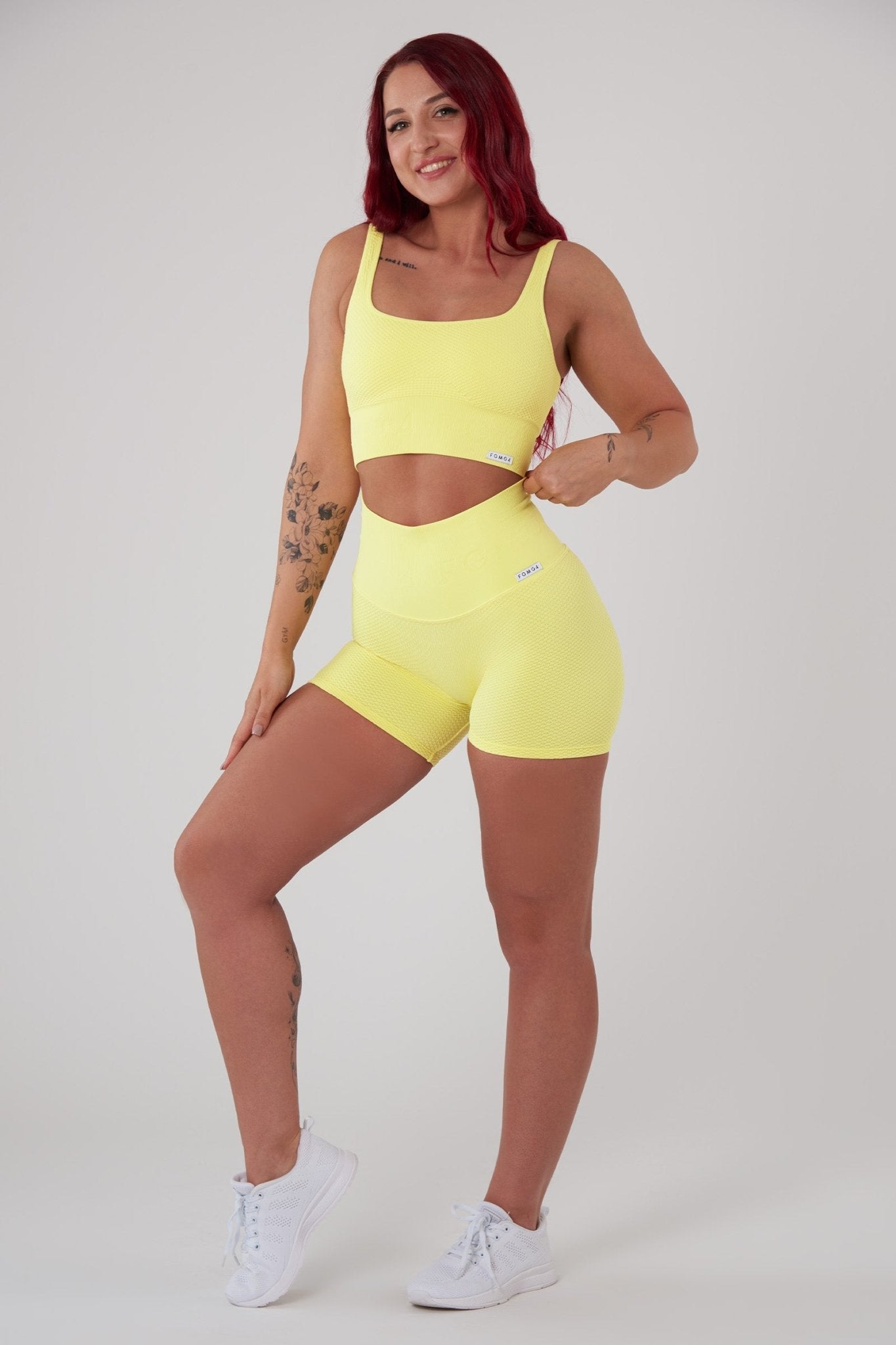 Shorts sportivi con tecnologia FIR push up con arricciatura a bolle Candy Bubble Cryofir Lemon - FGM04 - LEGGINGS ANTICELLULITE - fgm04