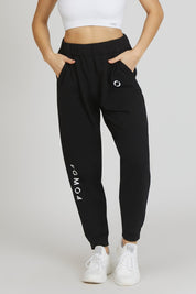 Pantaloni della tuta sportivi in cotone Pantalone Jogger Slim FLAG Donna Nero - FGM04 - Linea Ikonic - fgm04