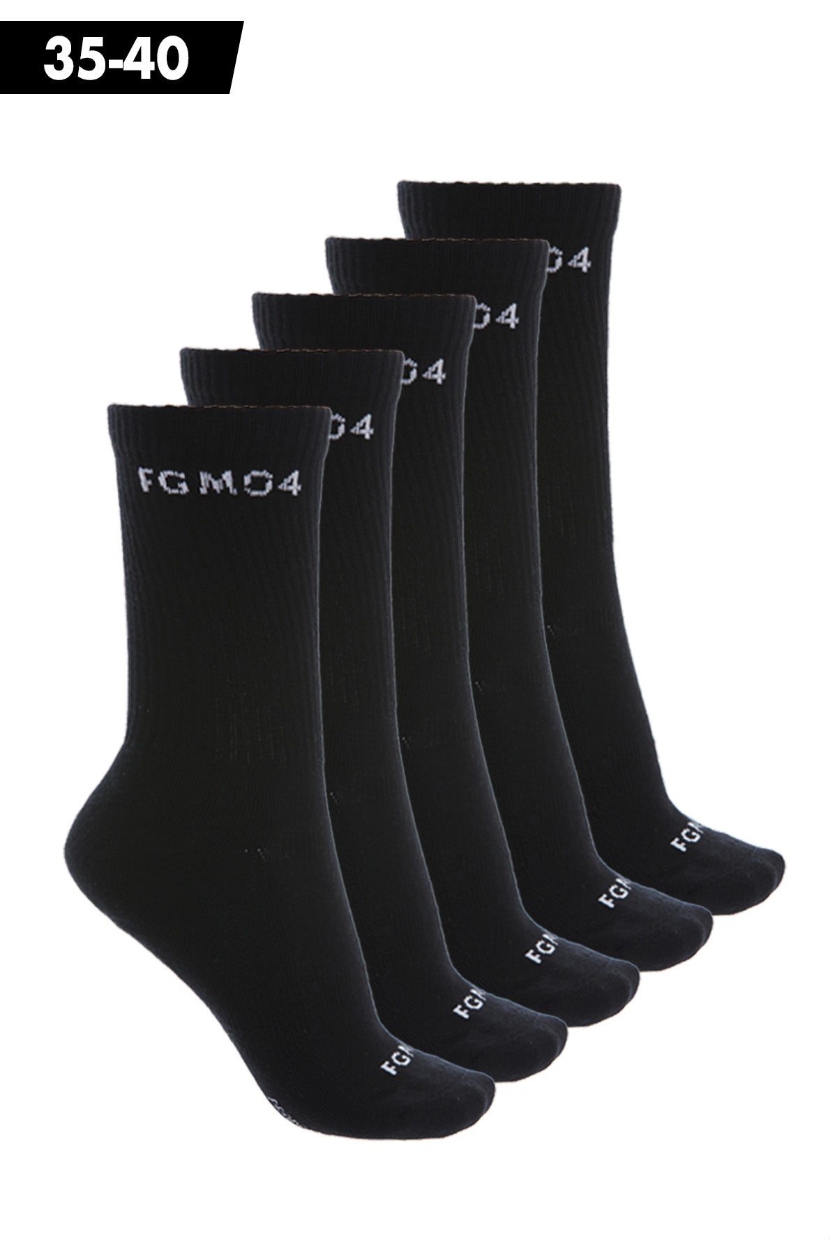 Calze Calzettoni sportivi cotone poliammide elastane elasticizzati FGM04 5 Pack (Taglia 35 - 40) Calzettoni Colore Nero - Fast Bundle - Linea Ikonic - fgm04