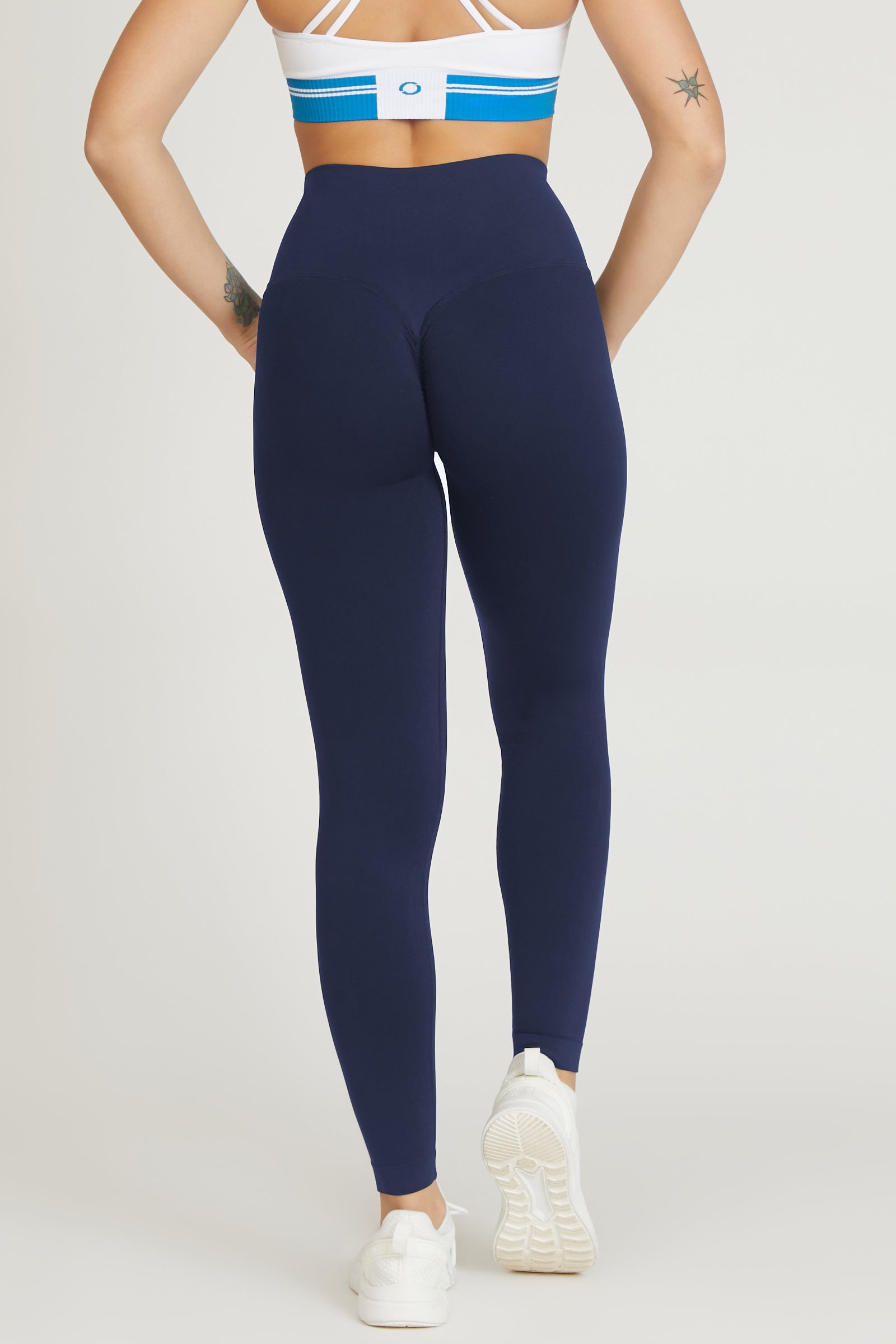 Leggings sportivi con tecnologia FIR push up con arricciatura All - Up Blu Notte - FGM04 - LEGGINGS ANTICELLULITE - fgm04