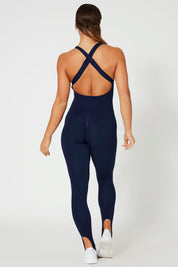 Tuta sportiva push-up con arricciatura con tecnologia FIR Jumpsuit Artemide Blu Notte - fgm04 - ABBIGLIAMENTO - fgm04