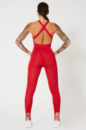 Tuta sportiva push-up con arricciatura con tecnologia FIR Jumpsuit Artemide Rosso Lampone - fgm04 - ABBIGLIAMENTO - fgm04