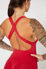Tuta sportiva push-up con arricciatura con tecnologia FIR Jumpsuit Artemide Rosso Lampone - fgm04 - ABBIGLIAMENTO - fgm04