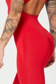 Tuta sportiva push-up con arricciatura con tecnologia FIR Jumpsuit Artemide Rosso Lampone - fgm04 - ABBIGLIAMENTO - fgm04