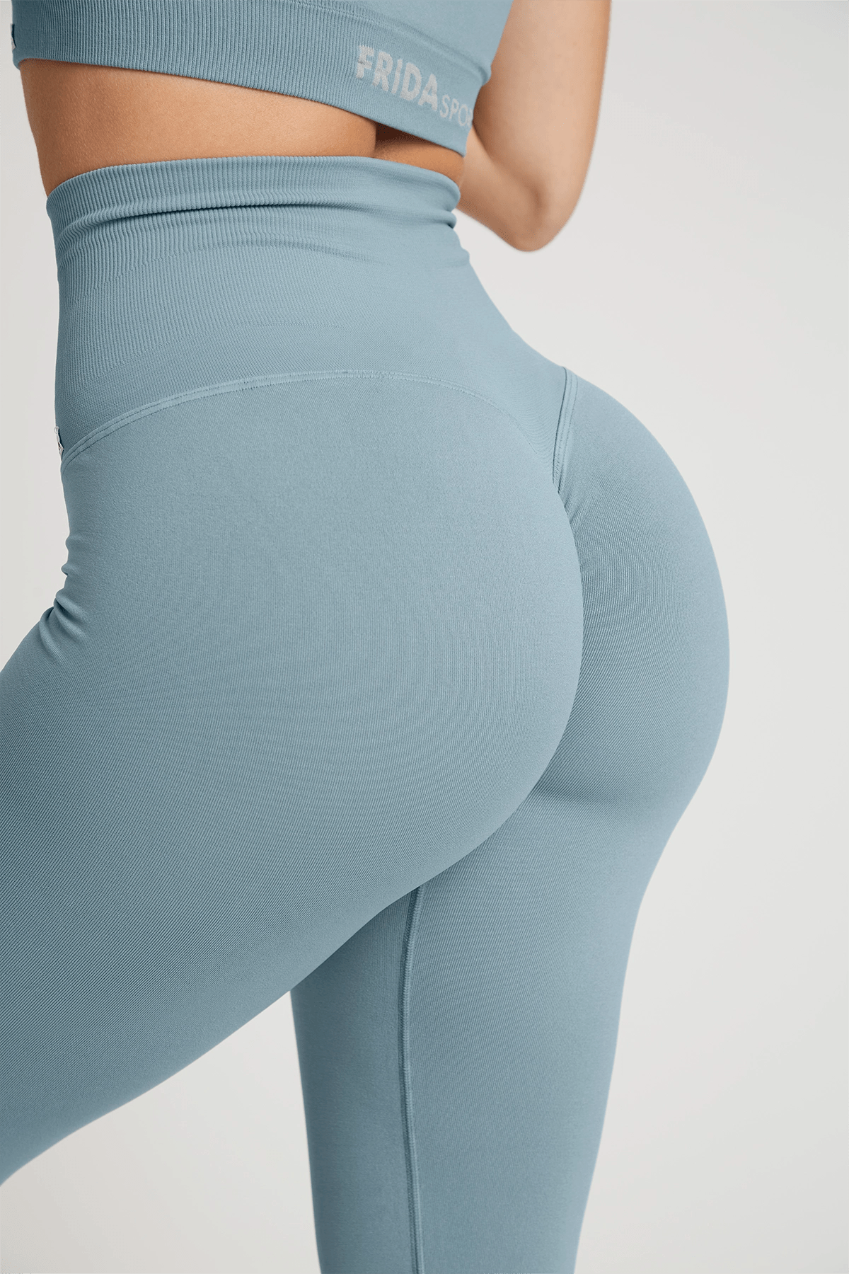 Leggings sportivi con tecnologia FIR push up con arricciatura All - Up Azzurro Arona - FGM04 - LEGGINGS ANTICELLULITE - fgm04