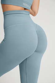 Leggings sportivi con tecnologia FIR push up con arricciatura All - Up Azzurro Arona - FGM04 - LEGGINGS ANTICELLULITE - fgm04