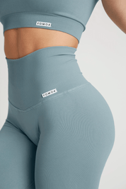 Leggings sportivi con tecnologia FIR push up con arricciatura All - Up Azzurro Arona - FGM04 - LEGGINGS ANTICELLULITE - fgm04