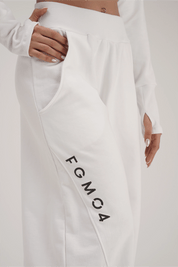 Pantaloni della tuta sportivi donna in cotone oversize Pantalone Baggy Ikonic FW 24/25 Bianco - fgm04 - Linea Ikonic - fgm04