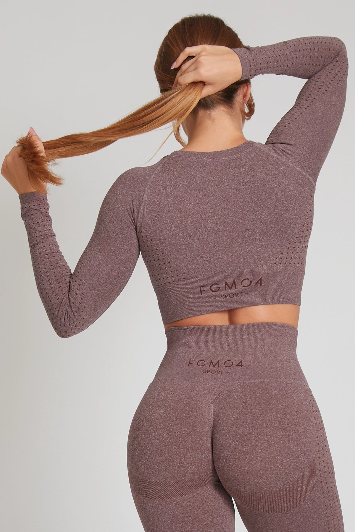 Maglia sportiva cropped seamless mélange con maniche lunghe Bolero Eldorado Merlot Ecofir - FGM04 - Maglie e Top - fgm04
