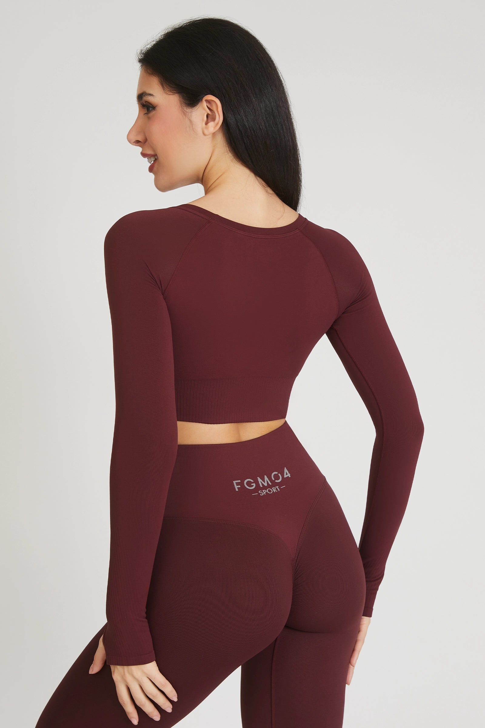 Maglia sportiva cropped seamless con maniche lunghe Bolero Gym Fashion Merlot - FGM04 - Maglie e Top - fgm04