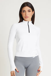 Felpa sportiva seamless con maniche lunghe e zip a mezza lunghezza Bolero Zip Bianco - FGM04 - Maglie e Top - fgm04