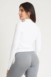 Felpa sportiva seamless con maniche lunghe e zip a mezza lunghezza Bolero Zip Bianco - FGM04 - Maglie e Top - fgm04