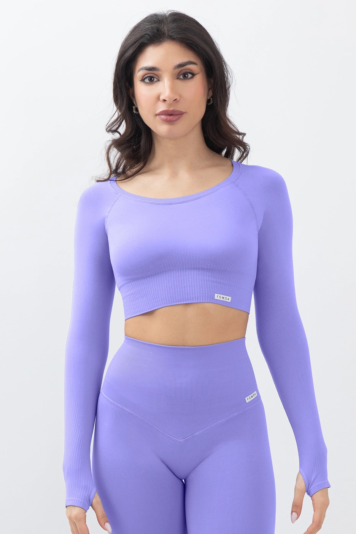 Maglia sportiva cropped seamless con maniche lunghe Bolero Gym Fashion Viola Glicine - FGM04 - Maglie e Top - fgm04