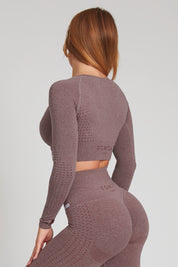 Maglia sportiva cropped seamless mélange con maniche lunghe Bolero Eldorado Merlot Ecofir - FGM04 - Maglie e Top - fgm04