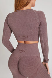 Maglia sportiva cropped seamless mélange con maniche lunghe Bolero Eldorado Merlot Ecofir - FGM04 - Maglie e Top - fgm04