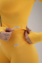 Felpa sportiva cropped seamless con maniche lunghe e zip a tutta lunghezza Bolero Full Zip Giallo Lemon - FGM04 - OFFERTE SPECIALI - fgm04