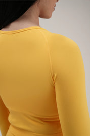 Felpa sportiva cropped seamless con maniche lunghe e zip a tutta lunghezza Bolero Full Zip Giallo Lemon - FGM04 - OFFERTE SPECIALI - fgm04