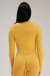Felpa sportiva cropped seamless con maniche lunghe e zip a tutta lunghezza Bolero Full Zip Giallo Lemon - FGM04 - OFFERTE SPECIALI - fgm04