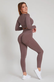 Maglia sportiva cropped seamless mélange con maniche lunghe Bolero Eldorado Merlot Ecofir - FGM04 - Maglie e Top - fgm04