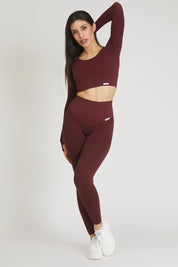 Maglia sportiva cropped seamless con maniche lunghe Bolero Gym Fashion Merlot - FGM04 - Maglie e Top - fgm04