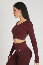 Maglia sportiva cropped seamless con maniche lunghe Bolero Gym Fashion Merlot - FGM04 - Maglie e Top - fgm04