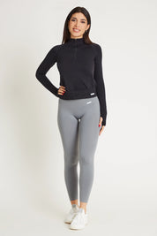 Felpa sportiva seamless con maniche lunghe e zip a mezza lunghezza Bolero Zip Nero - FGM04 - Maglie e Top - fgm04