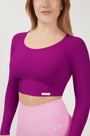 Maglia sportiva cropped seamless con maniche lunghe Bolero Gym Fashion Purple - FGM04 - Maglie e Top - fgm04