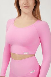 Maglia sportiva cropped seamless con maniche lunghe Bolero Gym Fashion Rosa - FGM04 - Maglie e Top - fgm04