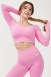 Maglia sportiva cropped seamless con maniche lunghe Bolero Gym Fashion Rosa - FGM04 - Maglie e Top - fgm04