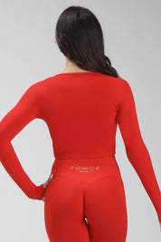 Felpa sportiva cropped seamless con maniche lunghe e zip a tutta lunghezza Bolero Full Zip Rosso Fiamma - FGM04 - OFFERTE SPECIALI - fgm04