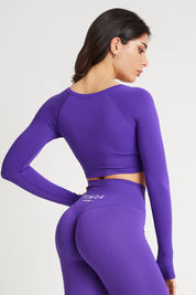 Maglia sportiva cropped seamless con maniche lunghe Bolero Gym Fashion Viola Royal - FGM04 - Maglie e Top - fgm04