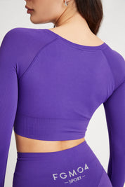 Maglia sportiva cropped seamless con maniche lunghe Bolero Gym Fashion Viola Royal - FGM04 - Maglie e Top - fgm04