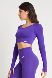 Maglia sportiva cropped seamless con maniche lunghe Bolero Gym Fashion Viola Royal - FGM04 - Maglie e Top - fgm04