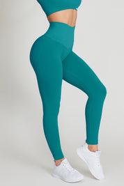 Leggings sportivi con tecnologia FIR push up con arricciatura a costine Calipso Blu Capri - FGM04 - LEGGINGS ANTICELLULITE - fgm04