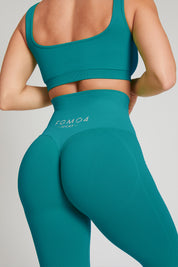 Leggings sportivi con tecnologia FIR push up con arricciatura a costine Calipso Blu Capri - FGM04 - LEGGINGS ANTICELLULITE - fgm04