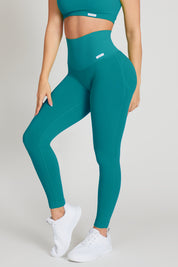Leggings sportivi con tecnologia FIR push up con arricciatura a costine Calipso Blu Capri - FGM04 - LEGGINGS ANTICELLULITE - fgm04