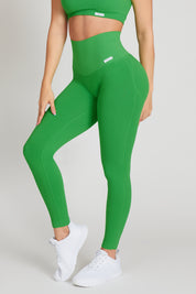 Leggings sportivi con tecnologia FIR push up con arricciatura a costine CALIPSO Verde Prato Costine - FGM04 - LEGGINGS ANTICELLULITE - fgm04