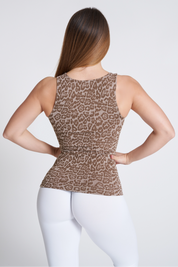 Canotta sportiva donna con tecnologia FIR animalier Wild Essence BambùFIR Caramel - FGM04 - Maglie e Top - fgm04