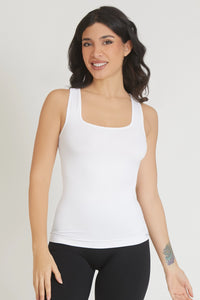 Fgm04 Biały tank top z szerokimi ramionami