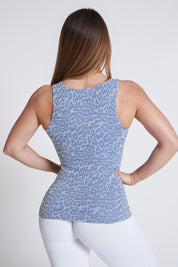 Canotta sportiva donna con tecnologia FIR animalier Wild Essence BambùFIR Blu Sugar - FGM04 - Maglie e Top - fgm04