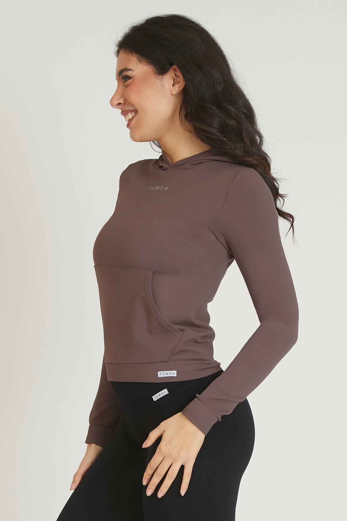 Felpa sportiva tecnica donna Manica Lunga con tasca frontale Slim Con Cappuccio Potato - FGM04 - Maglie e Top - fgm04