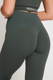 Leggings sportivi con tecnologia FIR push up con arricciatura All - Up Coal Green - FGM04 - LEGGINGS ANTICELLULITE - fgm04